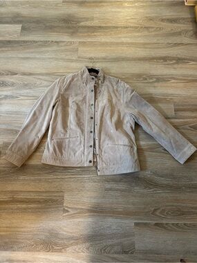 Vintage Coldwater Creek Men's Light Taupe Suede Bomber Jacket
